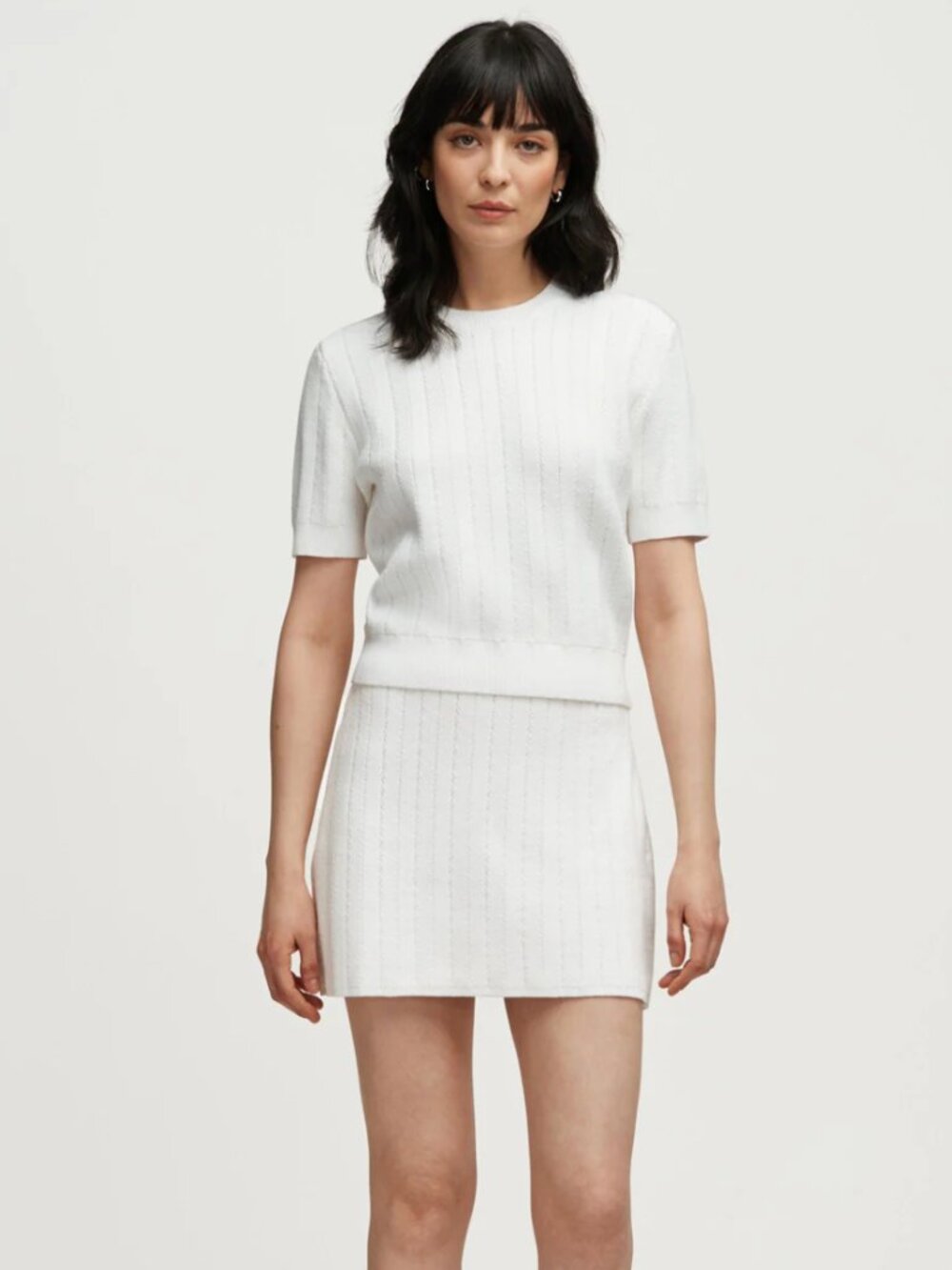 Argent White Herringbone Top in Large